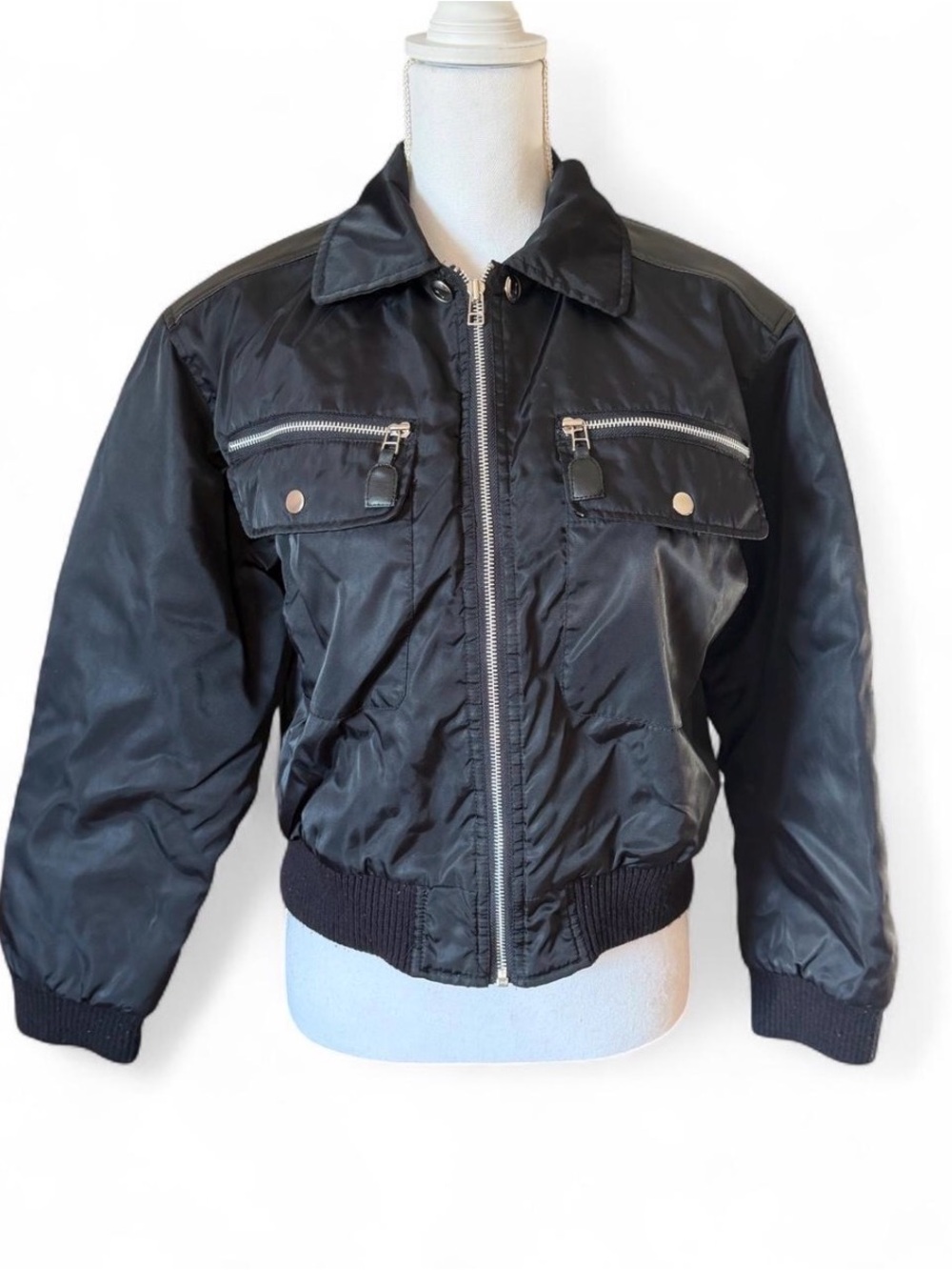 VTG 90s Y2K Arizona Jean Company Black Utility Bomber Jacket Size S